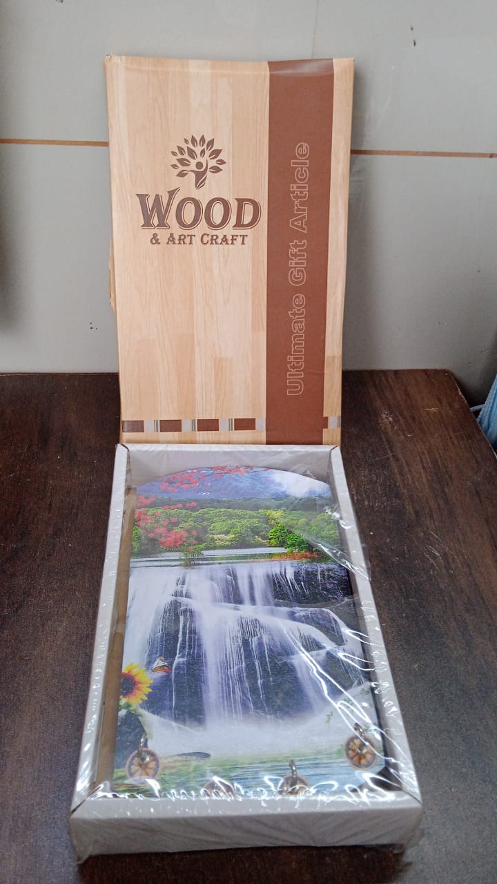 Decorative Wooden Vertical Scenery with Hooks for Wall Hanging - Springkart 