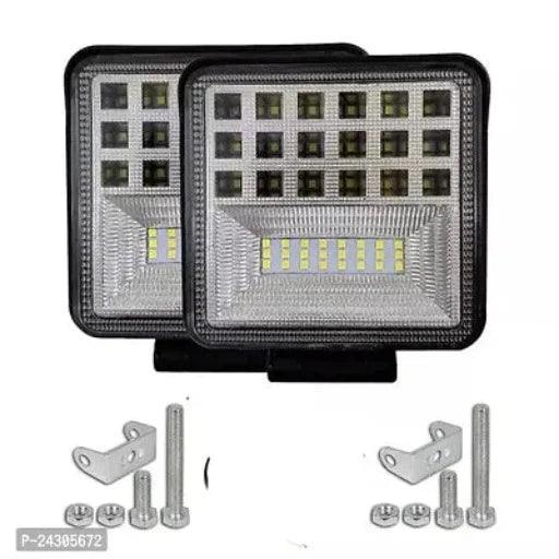42 LED Fog Light Square Flood Driving Lamp for Car, Off Road Truck, Jeep, SUV, ATV and UTV (84 W, 12V-32V DC, White) Pack of 2 PC - Springkart 