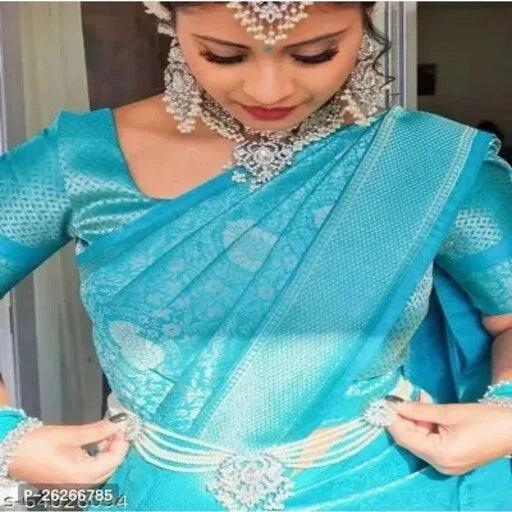 Banarasi Art Silk Woven Design Saree With Blouse Piece - Springkart 