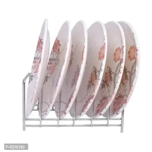 Stainless Steel Plate Stand Dish Rack Steel And Cup Holder Cup Stand And Chakla Belan Stand And Ladle Hook Rail Wall Mounted Ladle Stand For Kitchen - Springkart 