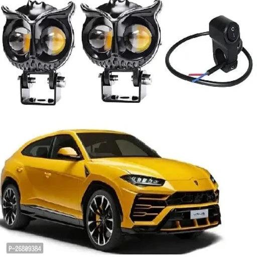 Owl Shape design motorcycle LED Fog light Fog Light 12V DC, Auxiliary Spot Projector Yellow And White Beam Off-Roading Universal for All CAR/Motorcycle with 3way switch (2pcs)