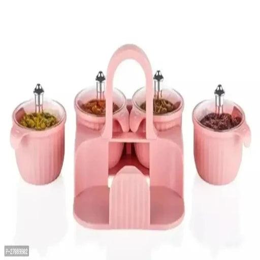 Stylish Dry Fruit Box 4 Pcs Jar Set (Pink 1 Pcs)