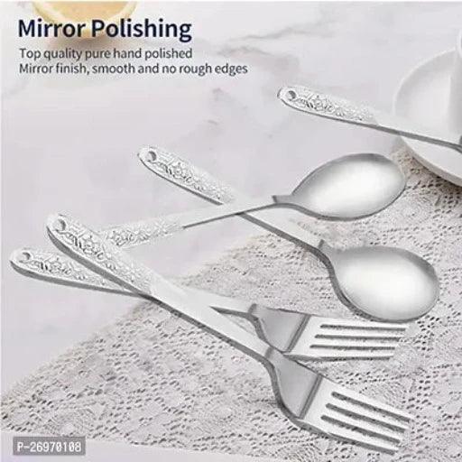 Cutlery Set of 25(Contains: 6 Master Spoons, 6 Table Spoons, 6 Forks, 6 Soup Spoons, 1 Stand) Stainless Steel