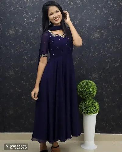 Fancy Georgette Ethnic Gowns With Dupatta For Women - Springkart 