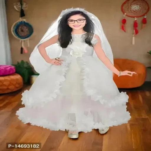 White Party Wear, Long Net Frock, Pari Dress Payment:- Pre-paid - Springkart 