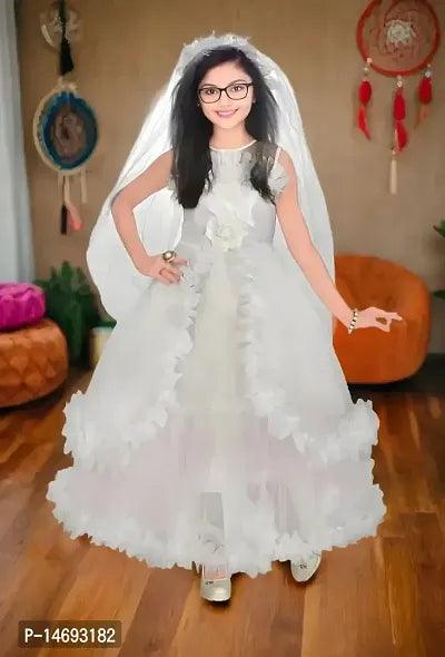 White Party Wear, Long Net Frock, Pari Dress Payment:- Pre-paid - Springkart 