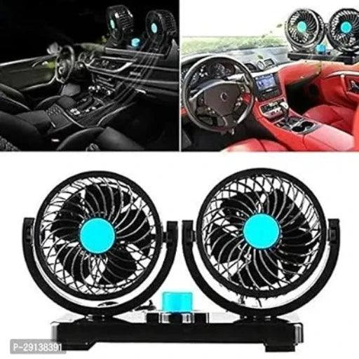 12V 360 Degree Rotatable Dual Head 2 Speed Dashboard Auto Cooling Air Fan - Universal Fitment for All Cars