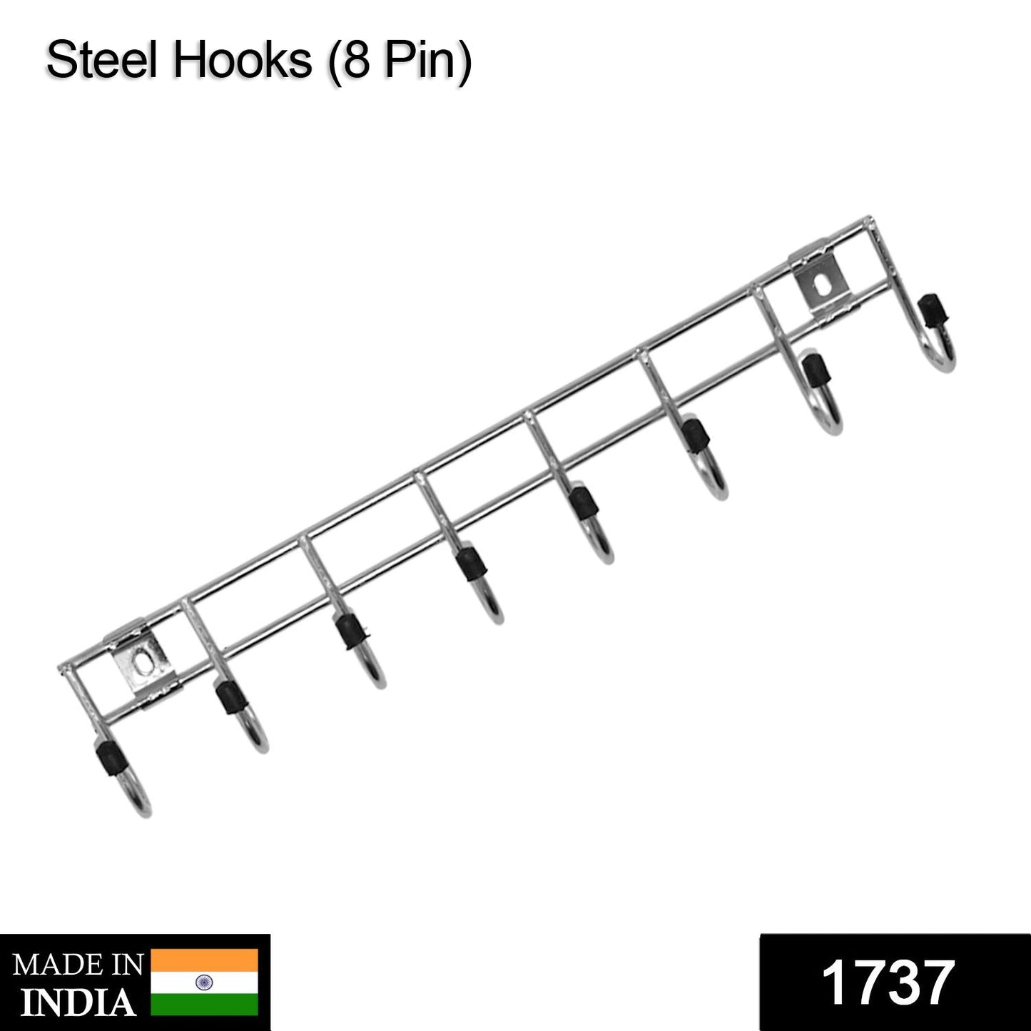 Multipurpose Stainless Steel Hanger Strip Hooks (8 Pin) - Springkart 