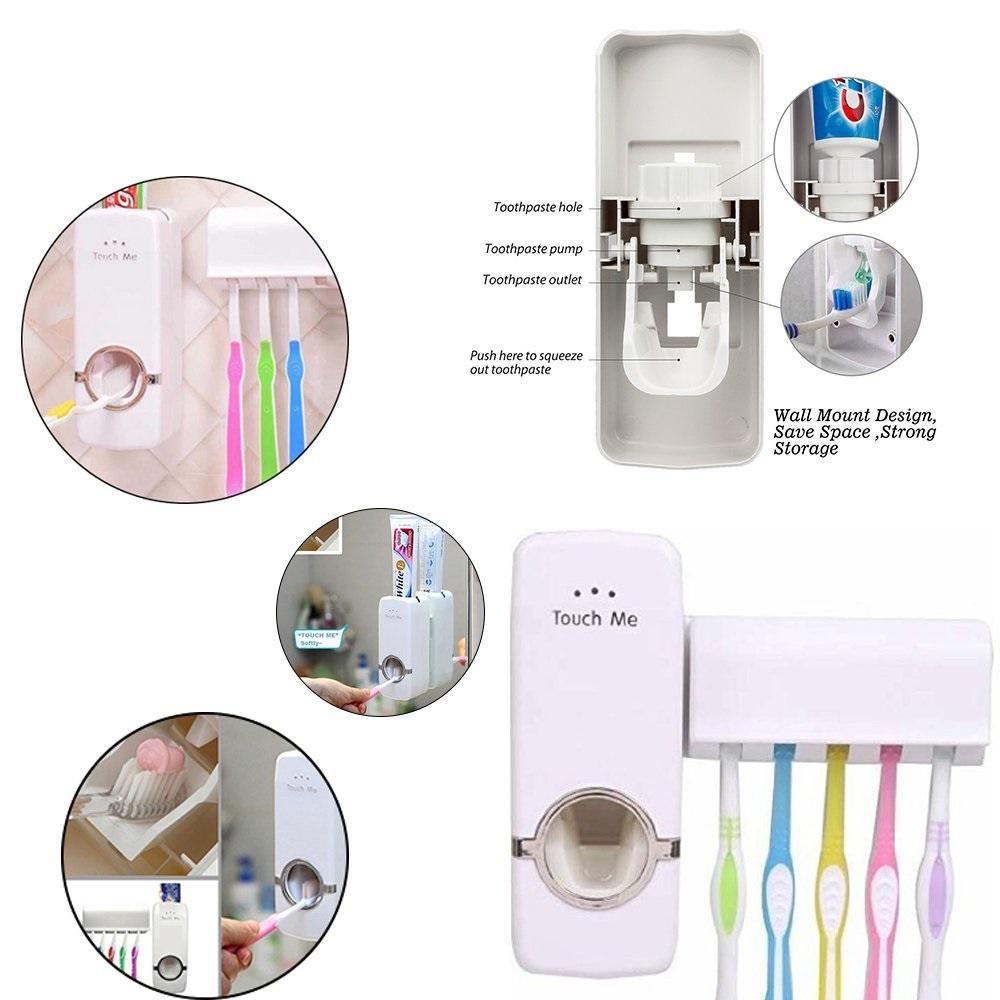 174 Toothpaste Dispenser Tooth Brush Holder - Springkart 