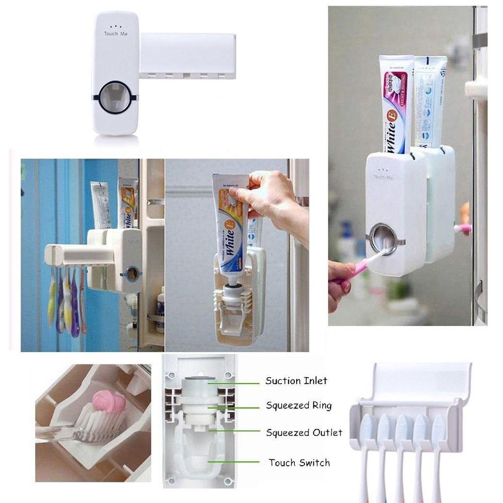 174 Toothpaste Dispenser Tooth Brush Holder - Springkart 