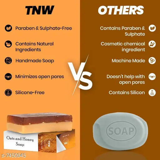 TNW - The Natural Wash Handmade Oats And Honey Moisturizing Soap For Blemish-Free Brighter Skin - 100 g