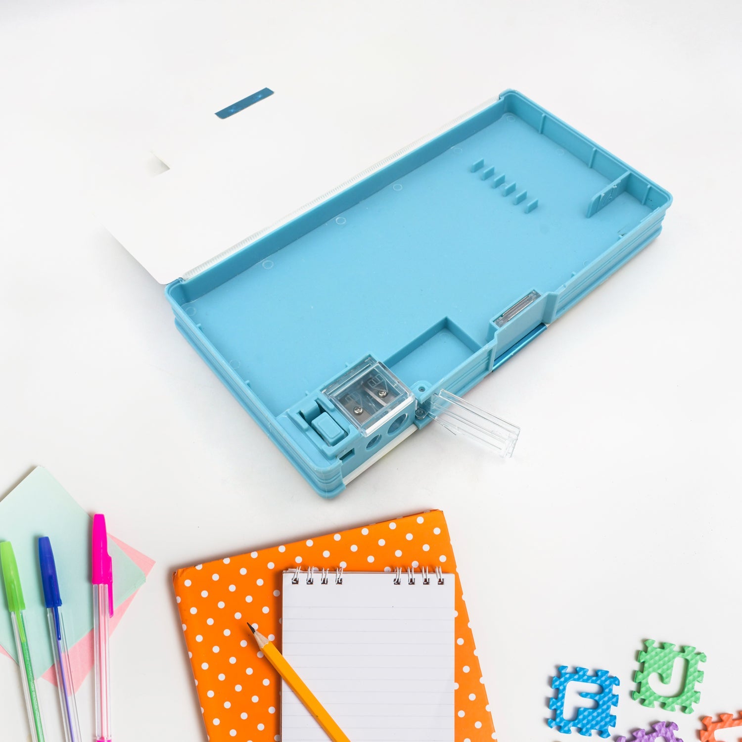 Multipurpose Compass Box, Plastic Double Deck Pencil Case with 2 Compartments, Supplies Utility Box Storage Organizer, Pencil Box for School, Cartoon Printed Pencil Case for Kids, Birthday Gift for Girls & Boys (1 Pc) - Springkart 