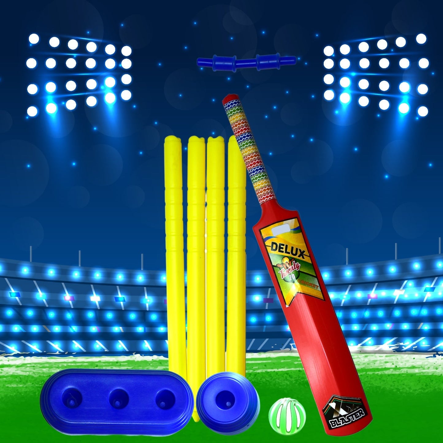 Plastic Cricket Set with Stump,Ball and Bat Kit - Springkart 