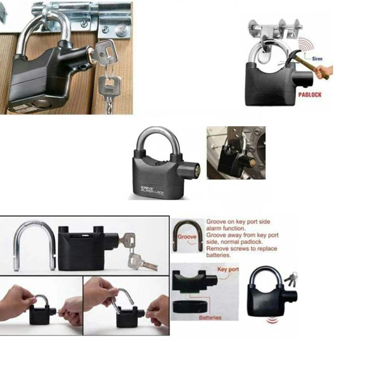 185 Anti Theft Security Pad Lock With Smart Alarm - Springkart 