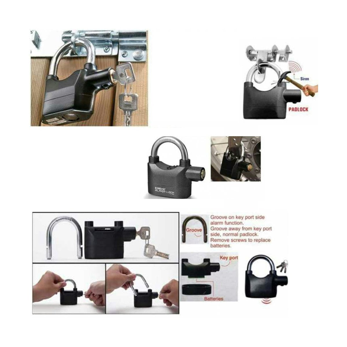 185 Anti Theft Security Pad Lock With Smart Alarm - Springkart 