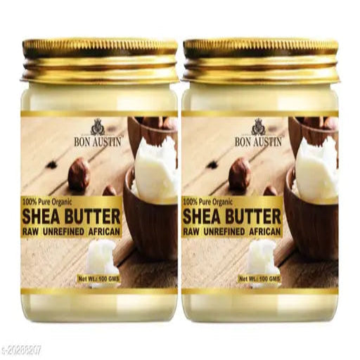Bon Austin 100% Natural Shea Butter - RAW, UNREFINED & AFRICAN- For Moisturization of Body and Skin Combo Pack 2 Jars of 100 gms (200 gms) - Springkart 