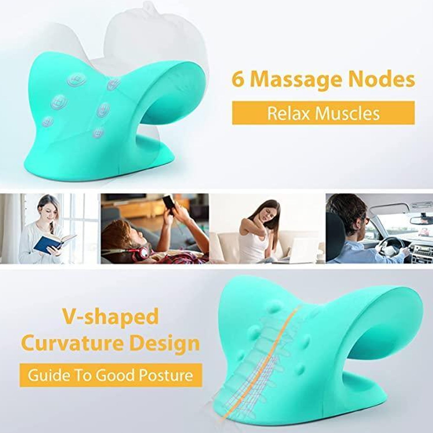 Neck Relaxer | Cervical Pillow for Neck & Shoulder Pain | Chiropractic Acupressure Manual Massage | Medical Grade Material | Recommended by Orthopaedics - Springkart 
