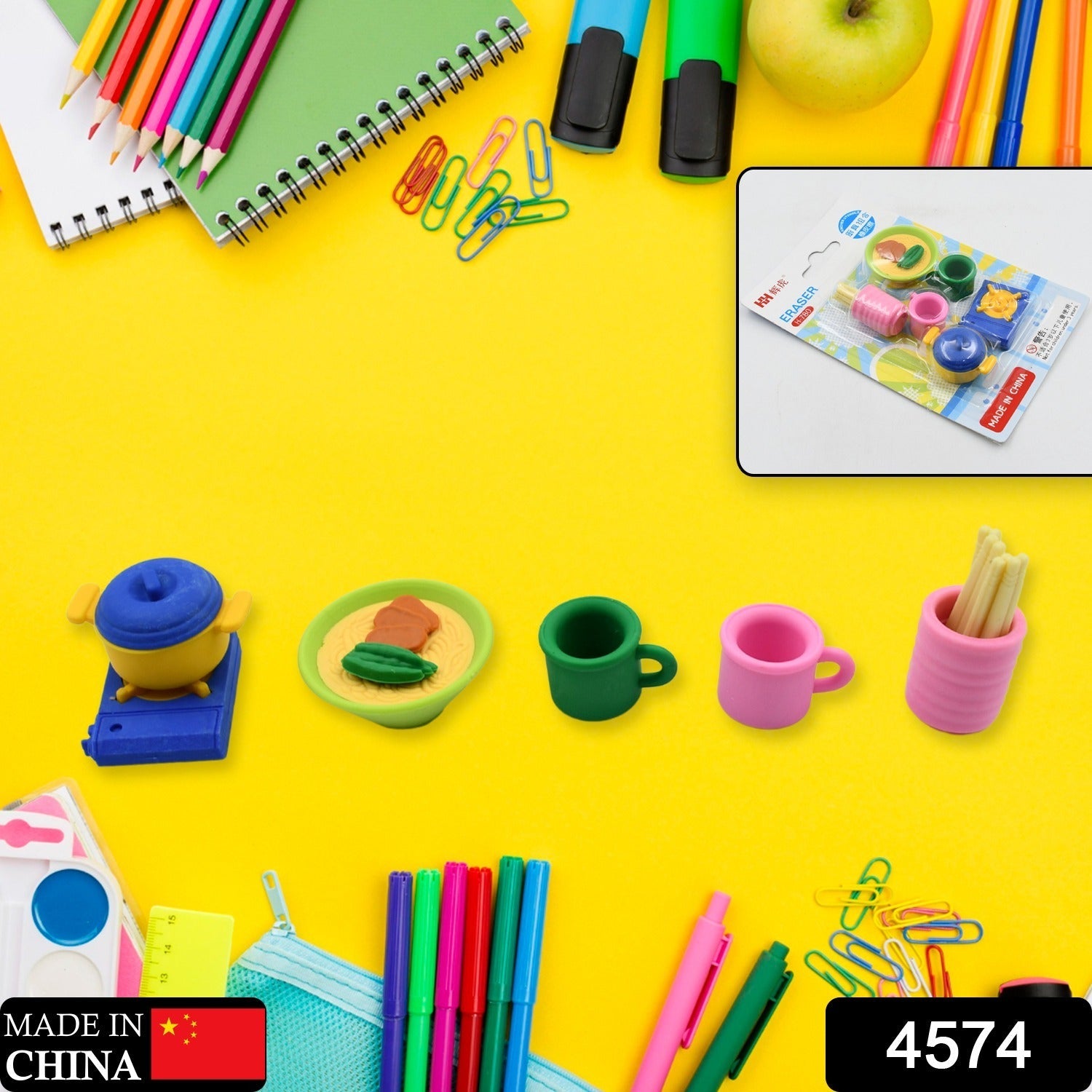 Kitchen Appliances Shape Eraser, Mini Eraser Simulated Cookware Creative Cute Novelty Eraser, Children Day, Birthday Return Gifts for Kids, Childrens, Boys, Girls Kitchen Utencils Set Shaped Erasers Set Pack of 6 - Springkart 