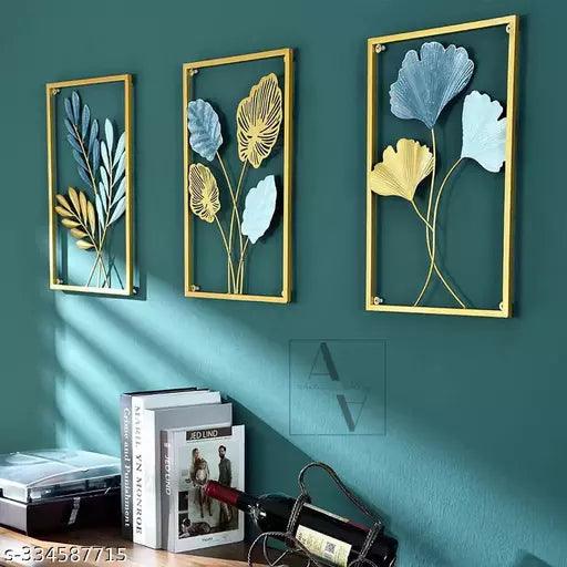 Metal Wall Decor Art Sculpture Set (Gingko Leaf)