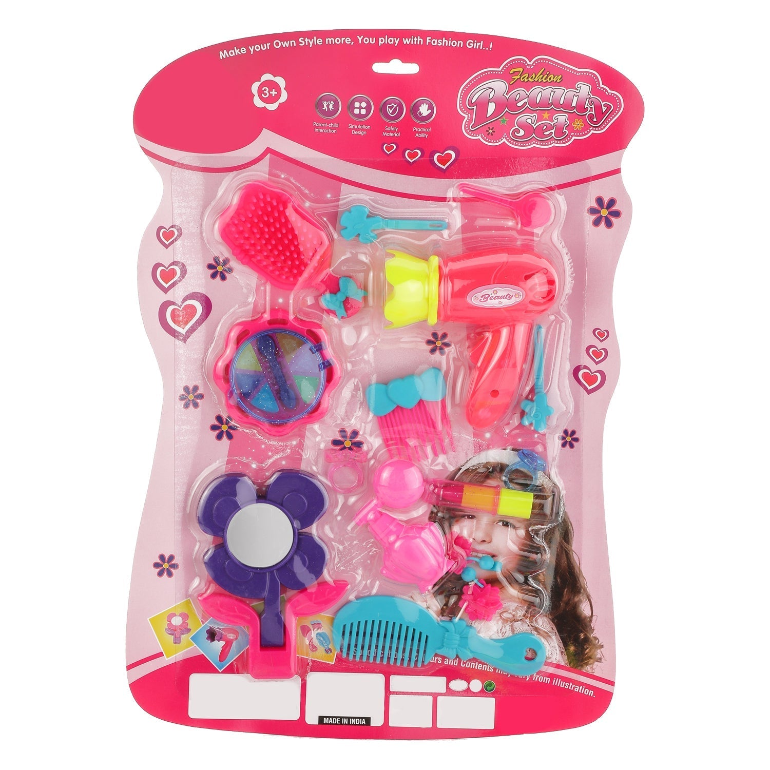 Girl's Bring Along Beauty Suitcase Makeup Vanity Toy (Multicolour) - Springkart 