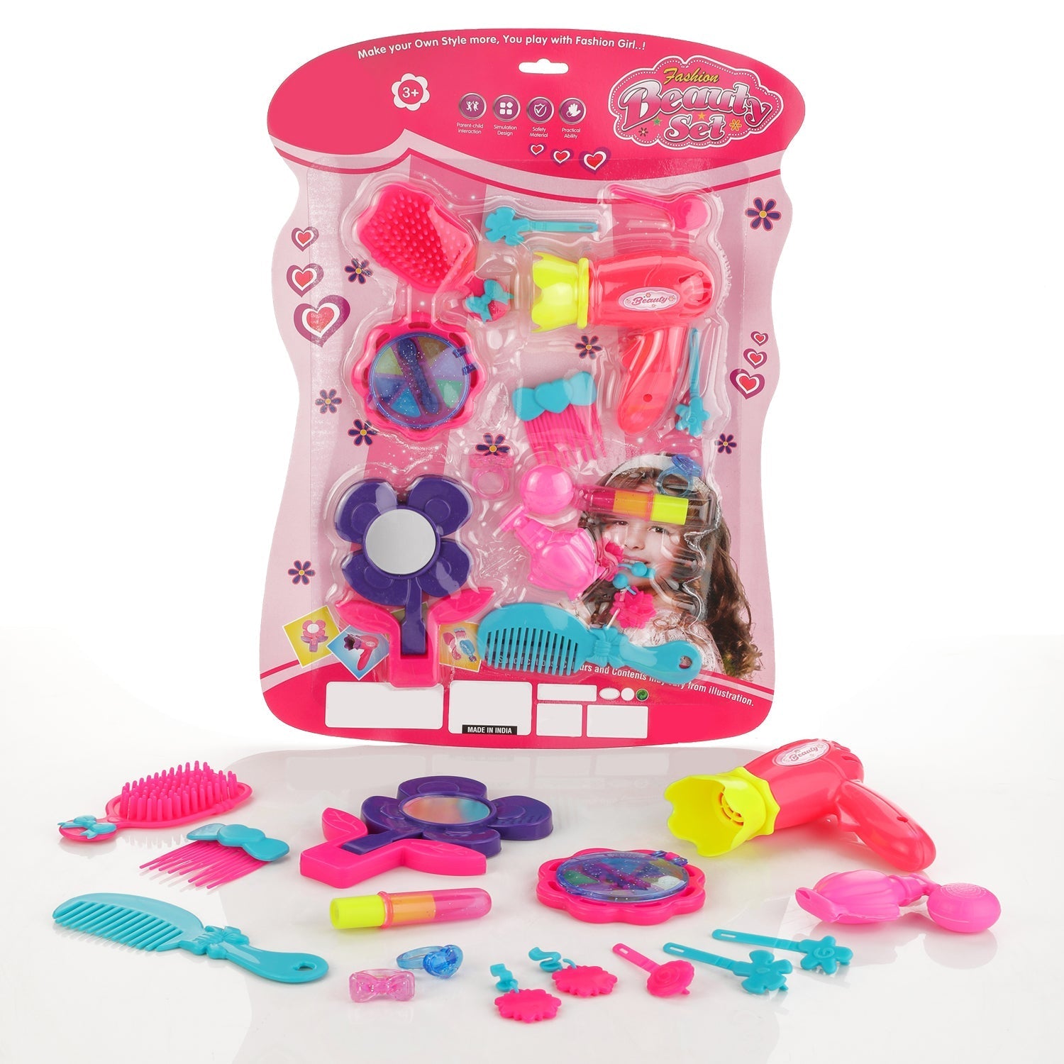 Girl's Bring Along Beauty Suitcase Makeup Vanity Toy (Multicolour) - Springkart 