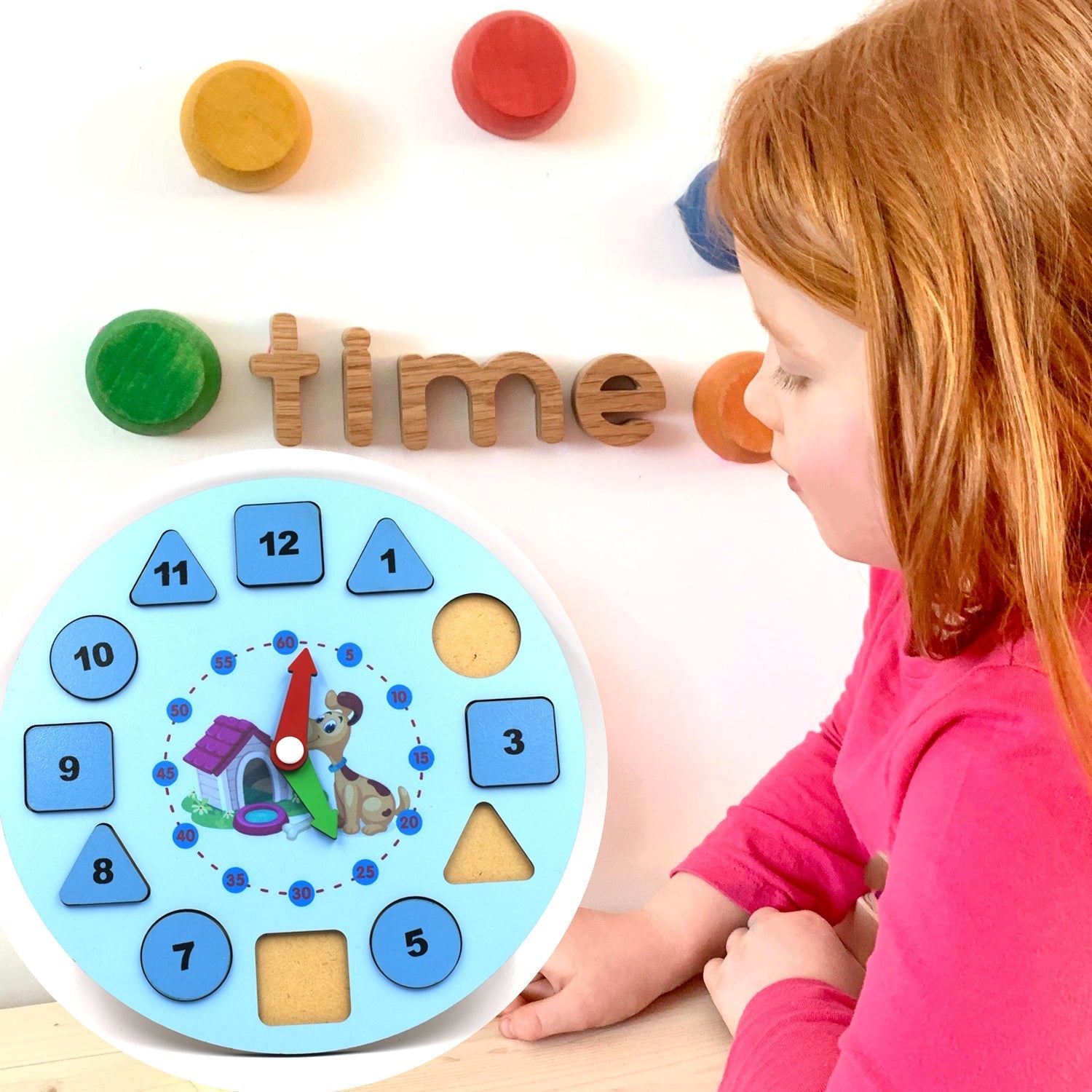AT49 Wooden Clock Toy and game for kids and babies for playing and enjoying purposes. - Springkart 