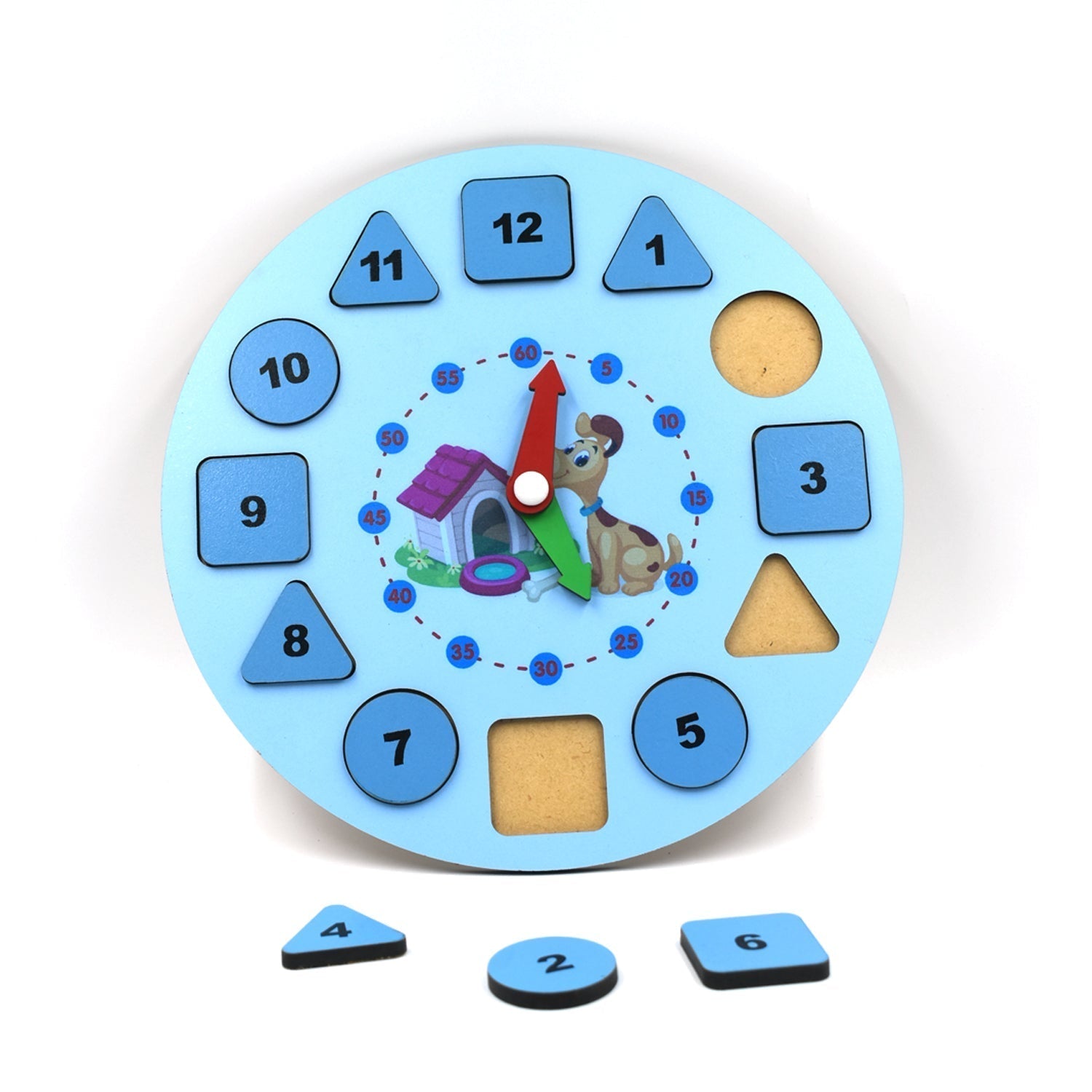 AT49 Wooden Clock Toy and game for kids and babies for playing and enjoying purposes. - Springkart 