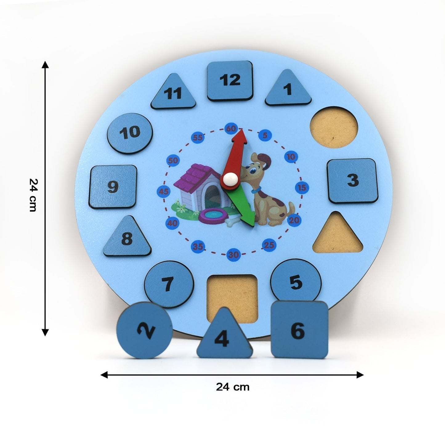AT49 Wooden Clock Toy and game for kids and babies for playing and enjoying purposes. - Springkart 