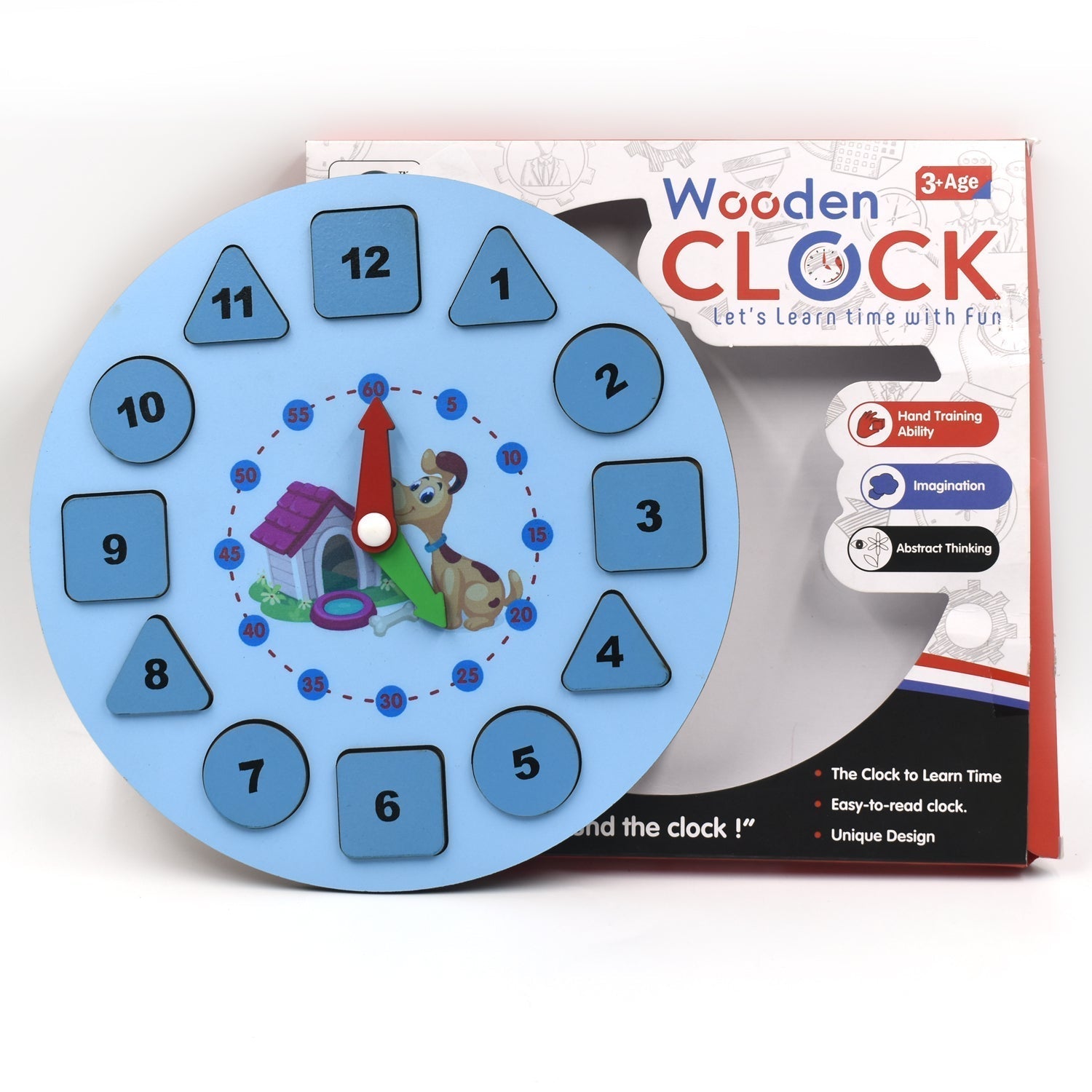 AT49 Wooden Clock Toy and game for kids and babies for playing and enjoying purposes. - Springkart 