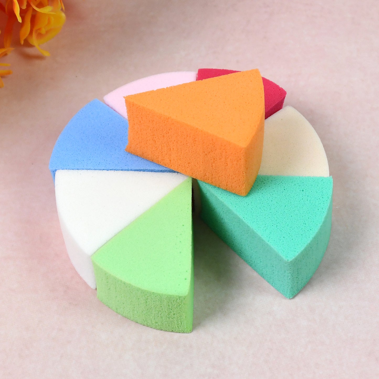 Makeup Sponge Triangle Shaped Mix Colour Cosmetic Puff (8 Pcs Set) - Springkart 