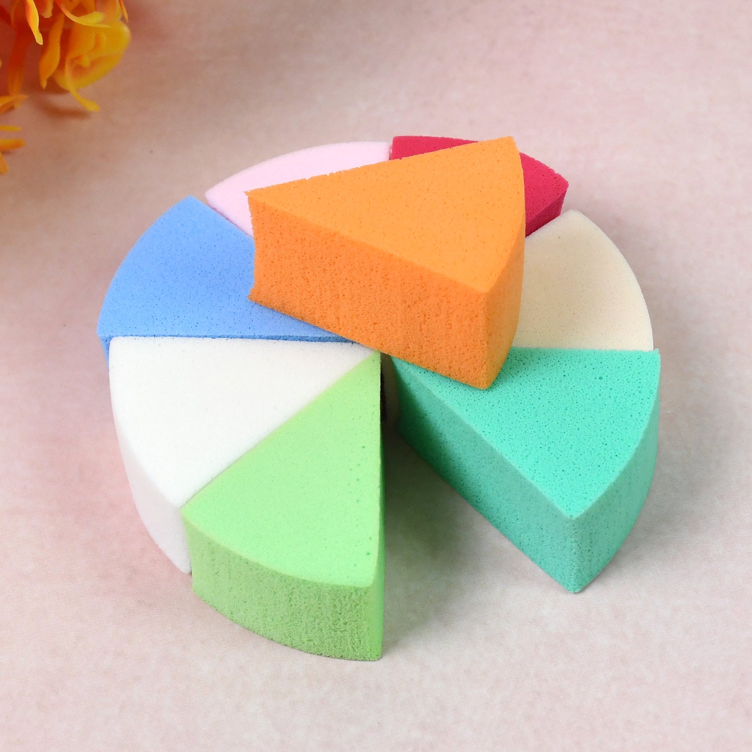 Makeup Sponge Triangle Shaped Mix Colour Cosmetic Puff (8 Pcs Set) - Springkart 