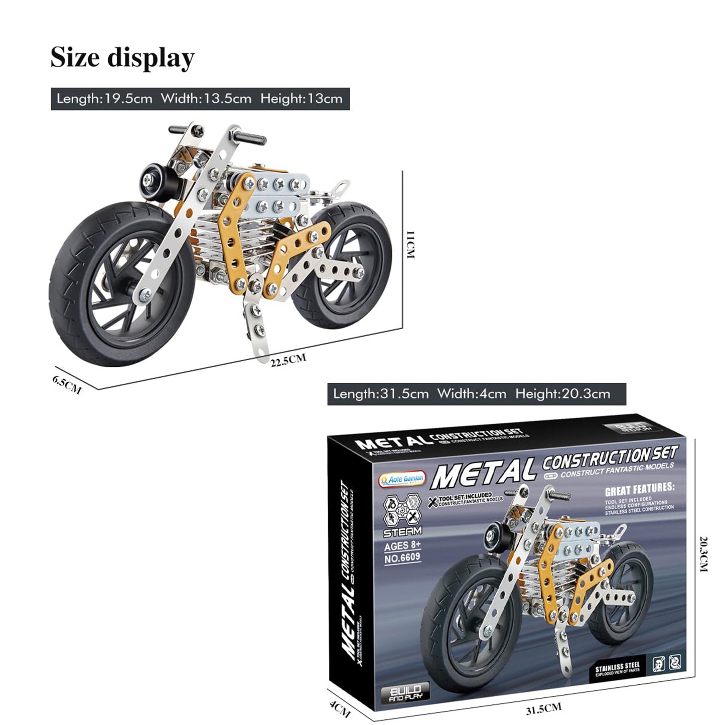 Metal Diy Bike Building Blocks For Kids (Bike 162 Pc Of Bike Tool 1 Set) - Springkart 