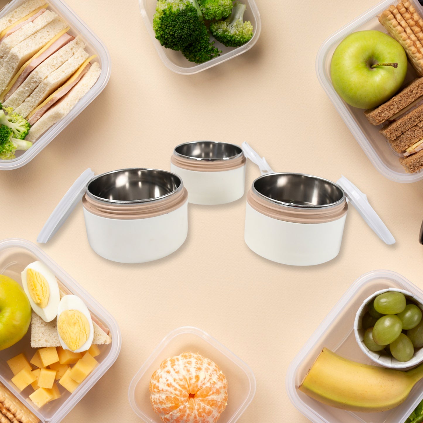 Ganesh Smart Stack 23 Layer Portable Lunch Box Stainless Steel Airtight Leak-proof Lunch Box For Office School Picnic Color May Vary (2 Layer 3 Layer) - Springkart 