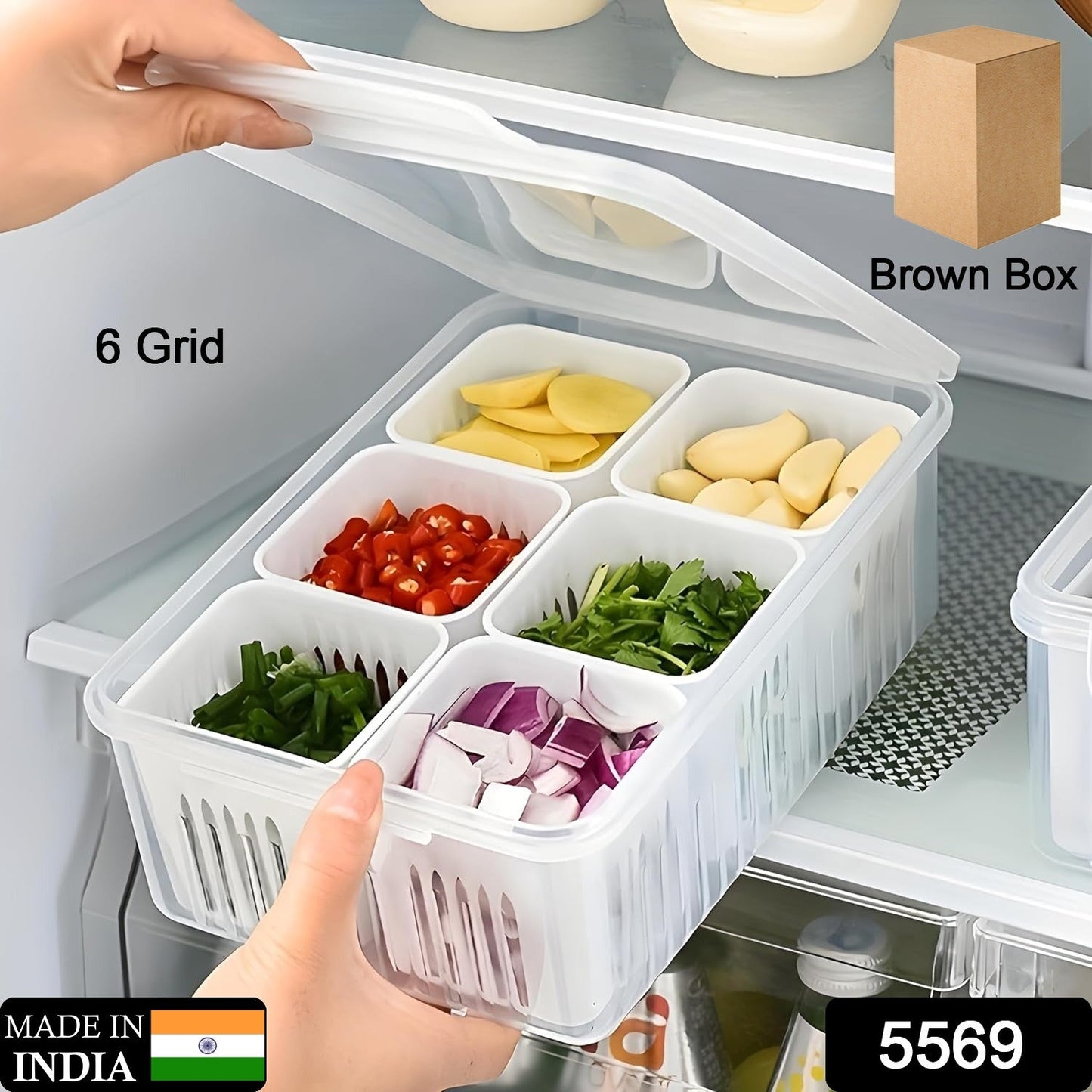 Fridge Storage Boxes Freezer Storage Containers, Container for Kitchen Storage Set, Storage in Kitchen, Vegetable Storage, Draining Crisper Refrigerator Food Box (1 Pc) - Springkart 