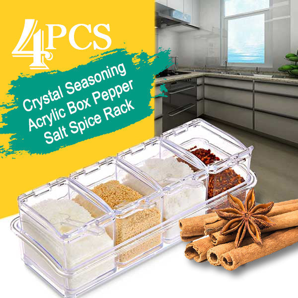 Crystal Seasoning Acrylic Box Pepper Salt Spice Rack - Springkart 
