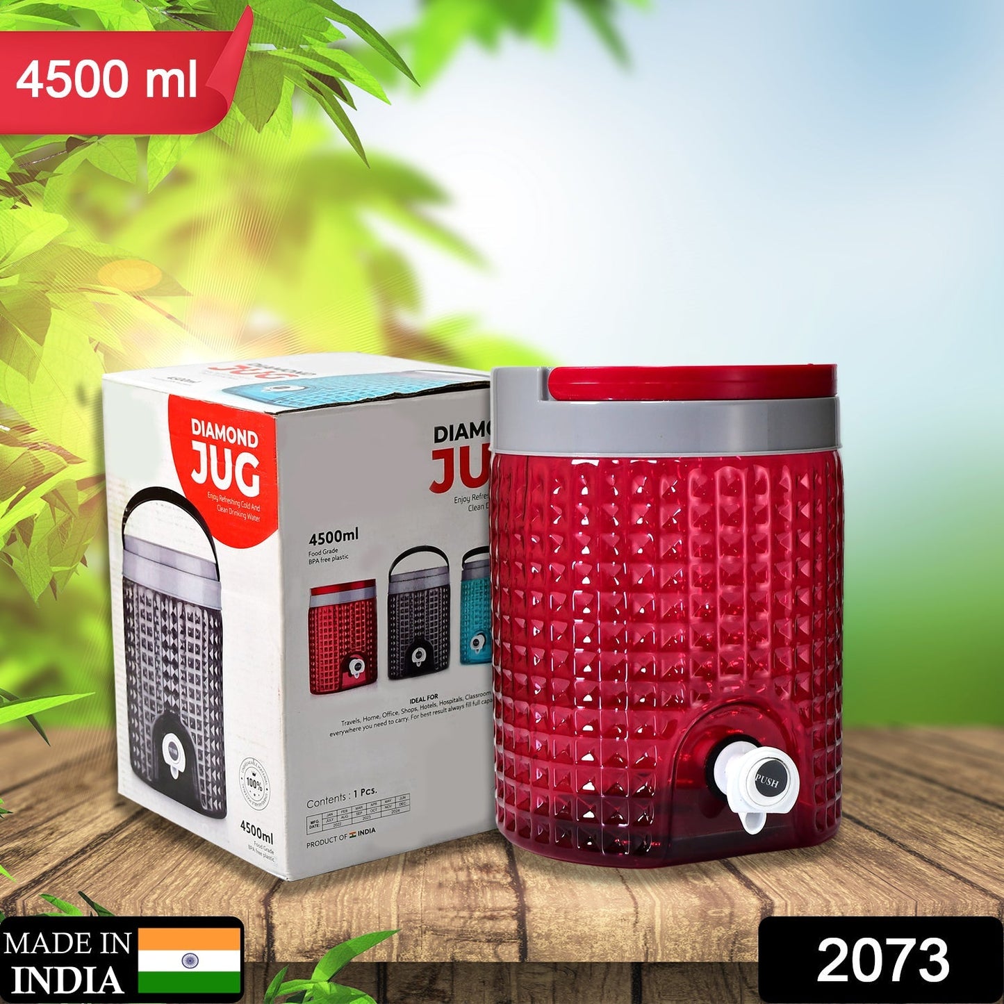 Diamond cut design plastic water jug to carrying water and other beverages. (4500Ml) - Springkart 