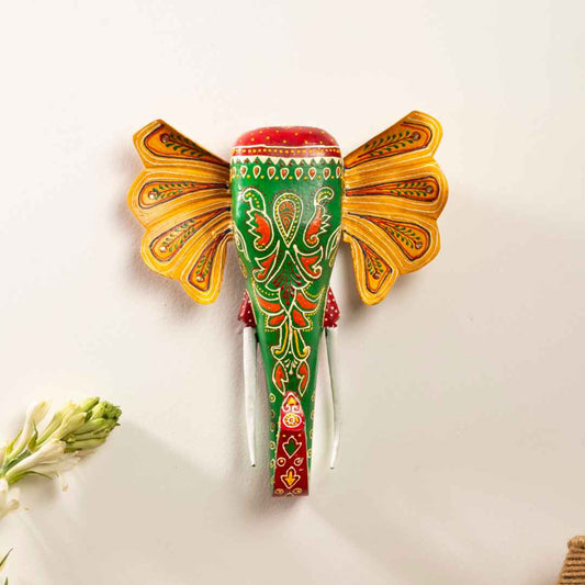 Green Handpainted Elephant Wall DecorGreen Handpainted Elephant Wall Decor                Green Handpainted Elephant Wall Decor