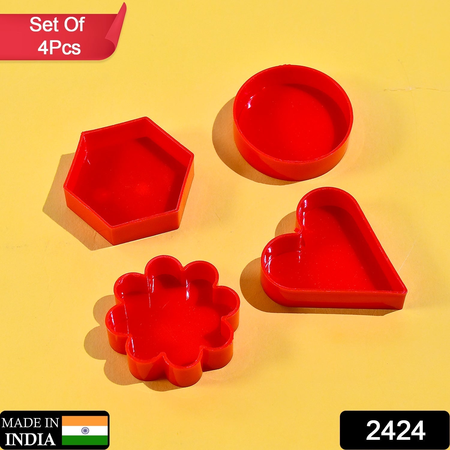 Cookie Cutter with Shape Heart Round Star and Flower (4 Pack) - Springkart 
