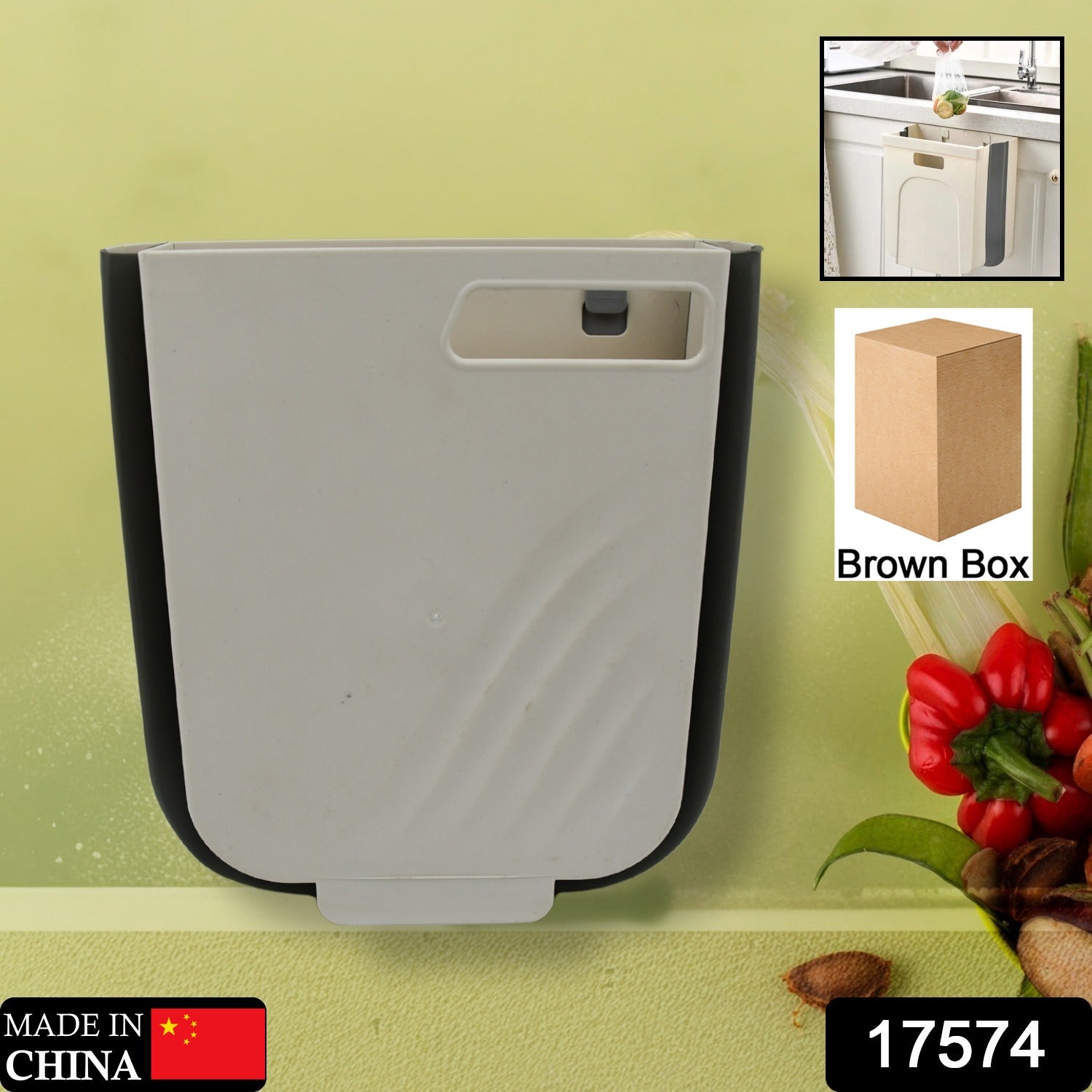 Hanging Trash Can for Kitchen Cabinet Door, Small Collapsible Foldable Waste Bins, Hanging Trash Holder for Bathroom Bedroom Office Car, Portable - Springkart 