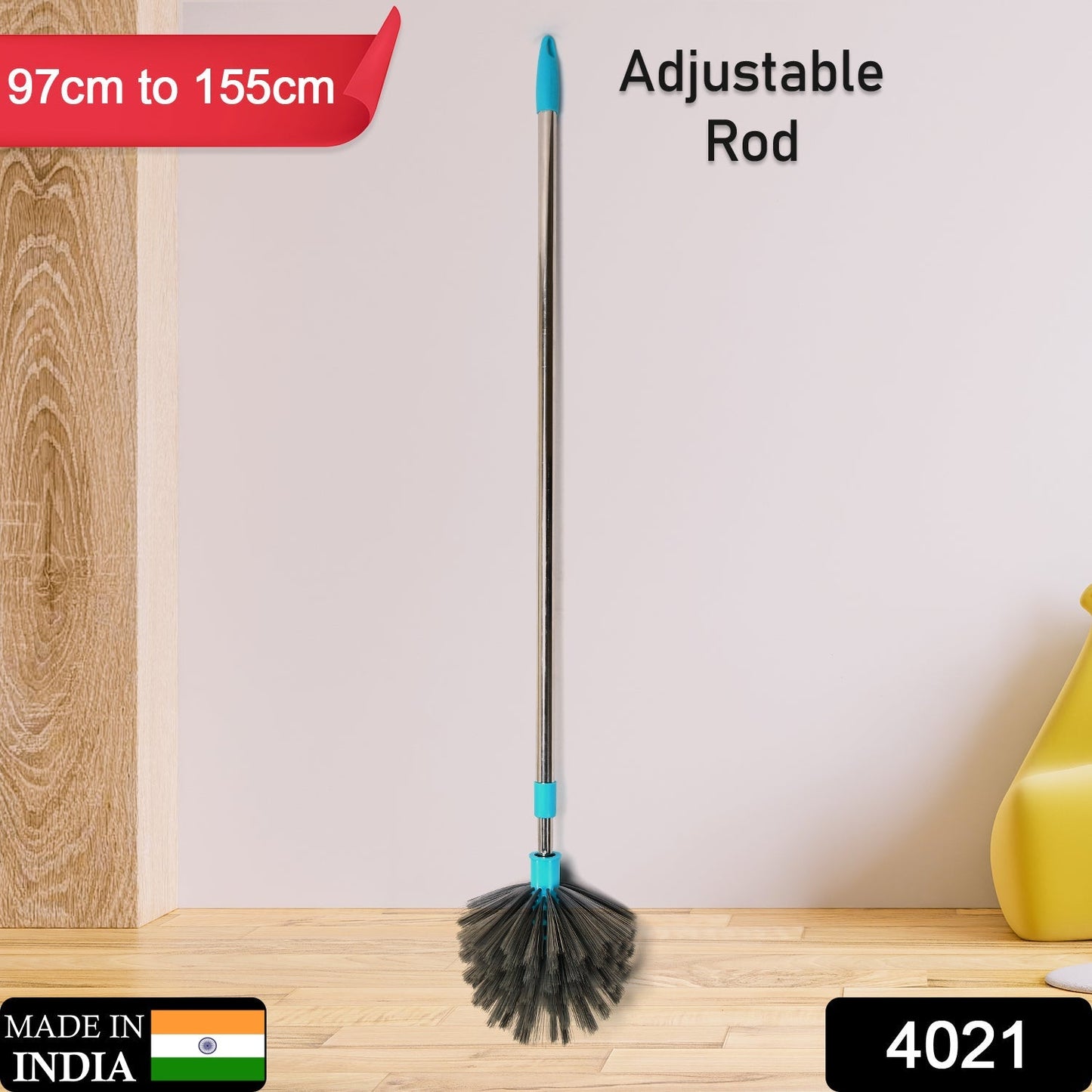 Cobweb Brush With Stainless Steel Strong Long Extendable Handle for Dusting, Ceiling Cobweb Cleaning, Brush for Lights, Fans & Webs Cleaning for Home / Kitchen - Springkart 