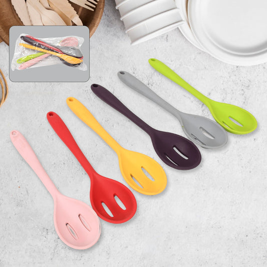 Multipurpose Silicone Spoon, Silicone Basting Spoon Non-Stick Kitchen Utensils Household Gadgets Heat-Resistant Non Stick Spoons Kitchen Cookware Items For Cooking and Baking (6 Pcs Set) - Springkart 