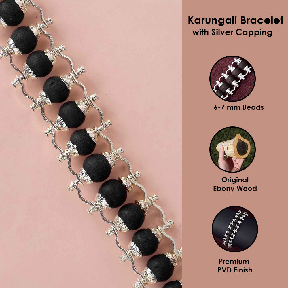 Buy Govt. Lab Certified Silver Plated Karungali Bracelet – PVD Finish