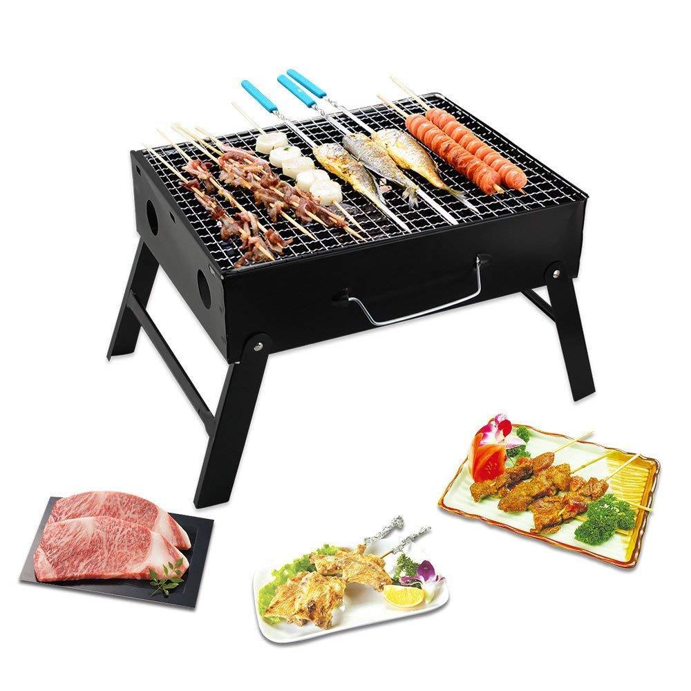 Folding Barbeque Charcoal Grill Oven (Black, Carbon Steel) - Springkart 