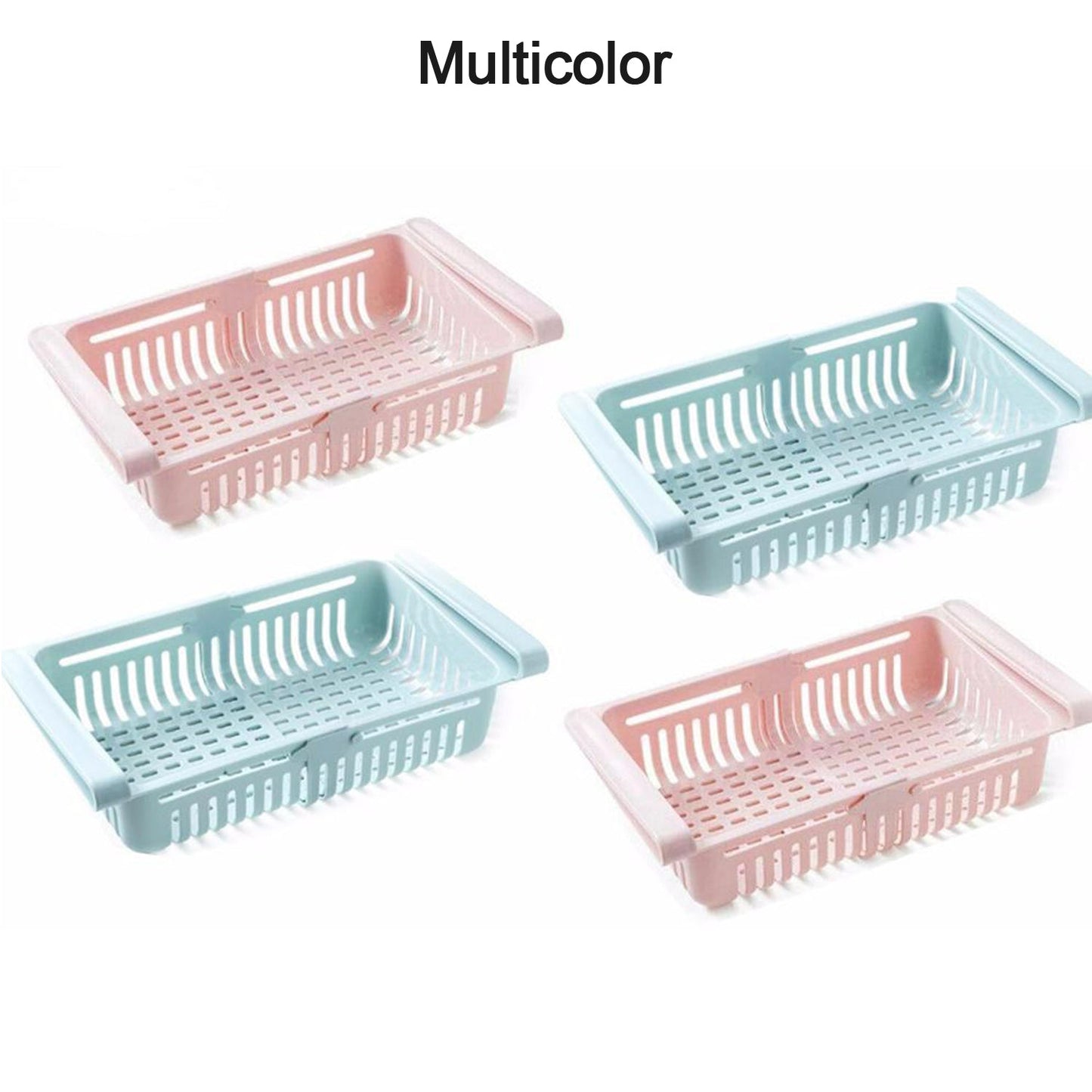 EXPANDABLE ADJUSTABLE MULTIPURPOSE FRIDGE STORAGE BASKET ( 2 pc ) - Springkart 