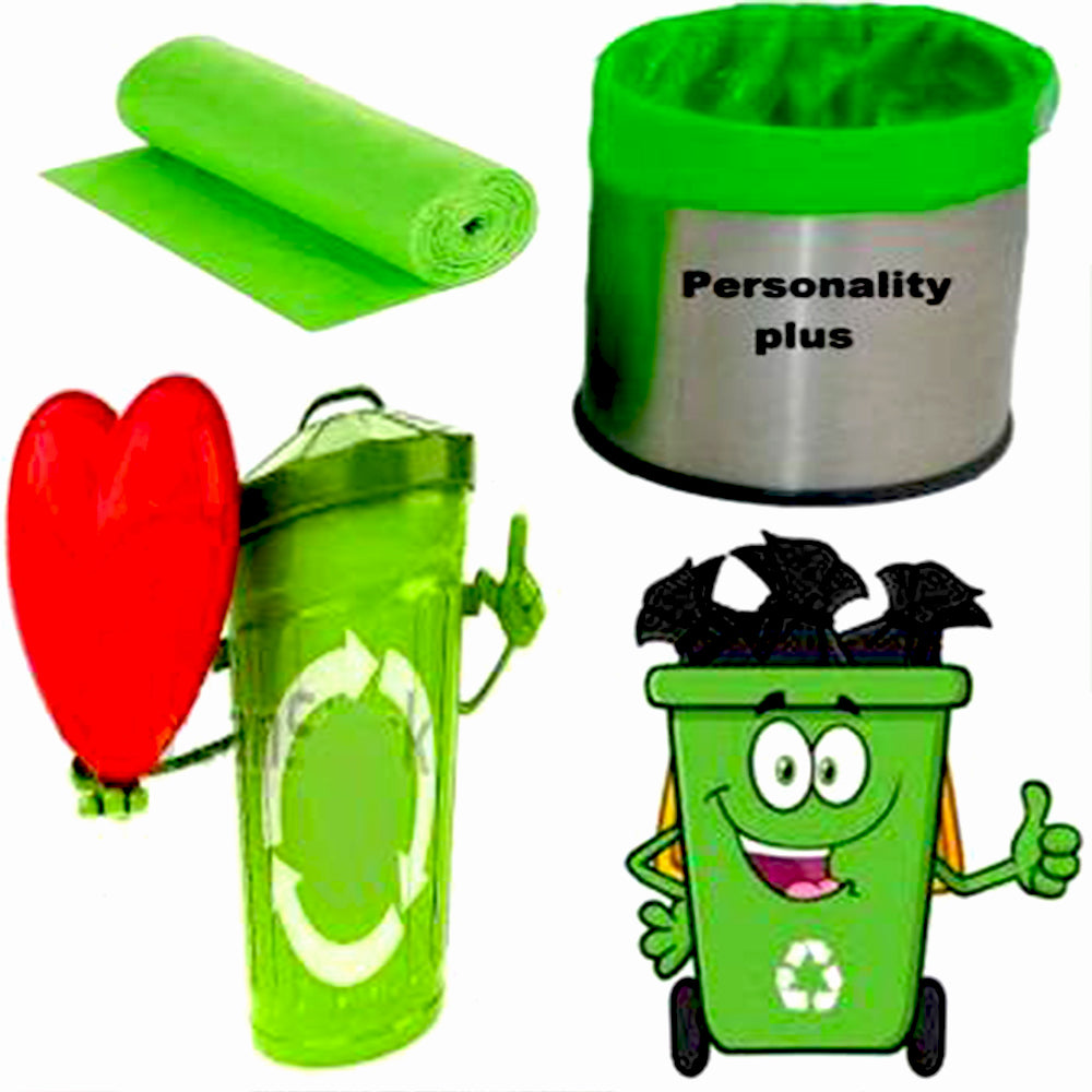 Bio-degradable Eco Friendly Garbage / Trash Bags Rolls (19" x 21") (Green) - Springkart 