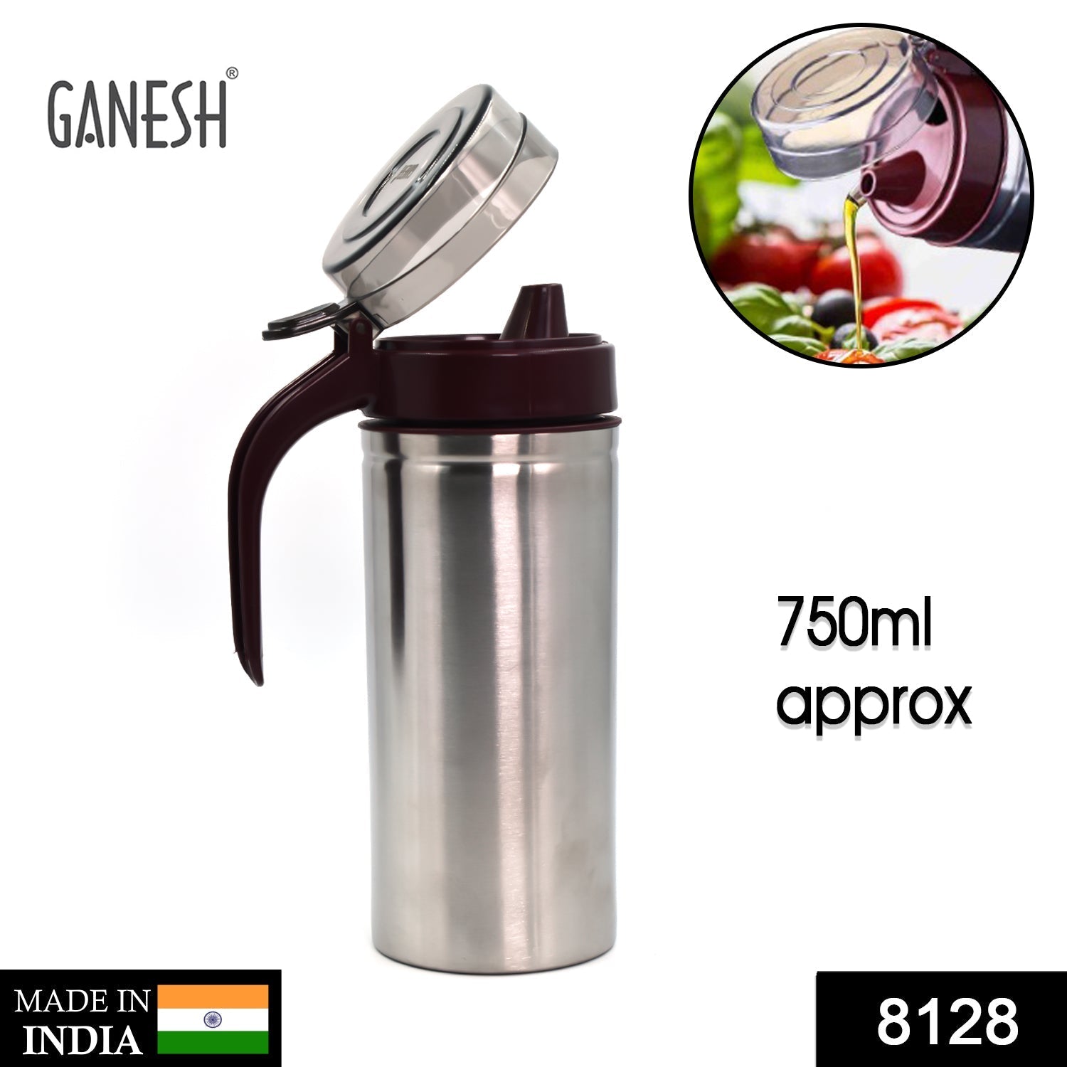 Oil Dispenser Stainless Steel with small nozzle 750ml - Springkart 