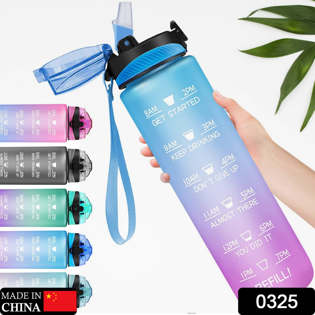 Motivational Water Bottle with Straw & Time Marker - Leakproof Tritan Portable Gym Bottle for Sports, Hiking & Camping - Springkart 