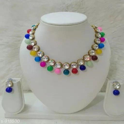 Trendy Alloy & Kundan Beads Necklace Set - Springkart 