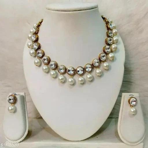 Trendy Alloy & Kundan Beads Necklace Set - Springkart 