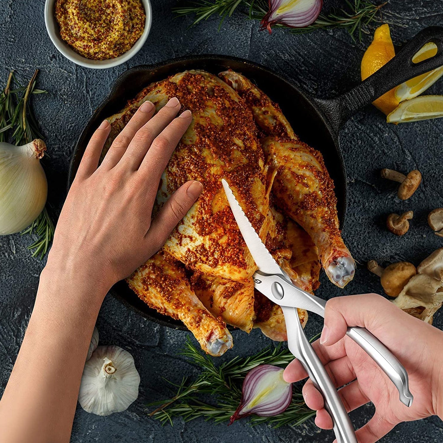 Heavy Duty Stainless Steel Poultry Shears, Premium Ultra Sharp Spring-Loaded Kitchen - Springkart 